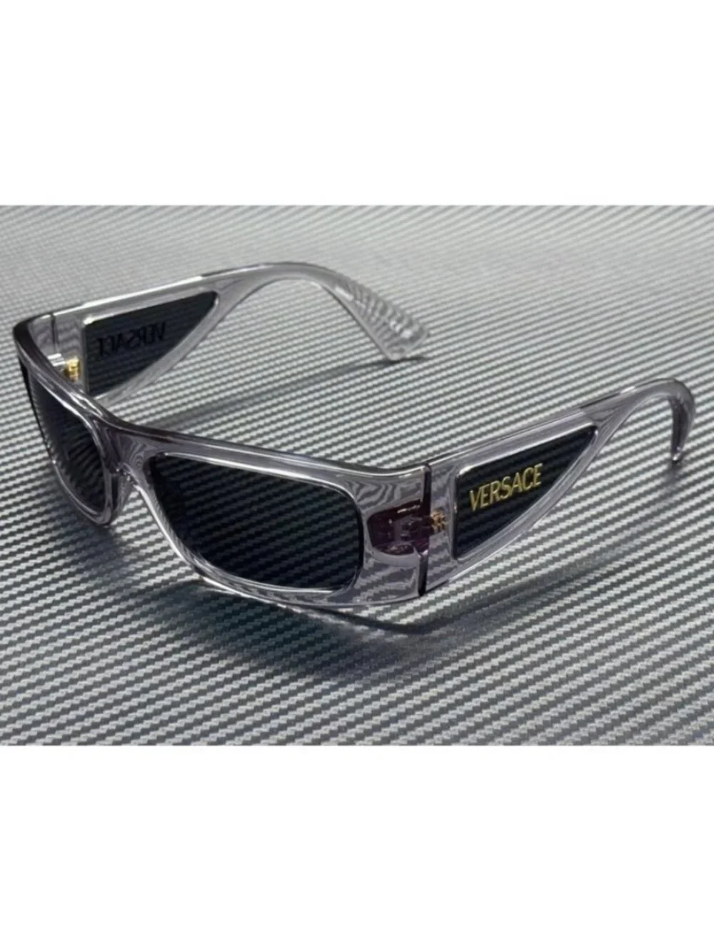 New Versace Men Transparent Grey Sunglasses 57-16-135